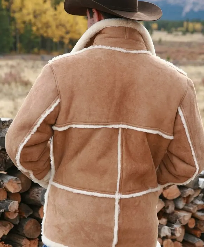 Close-up of brown Marlboro Man suede jacket for men
