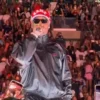 Close-up view Chris Brown March Madness R&B Tour Black Leather Bomber Jacket