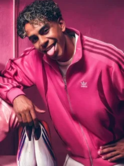 Close view of Adidas Lamine Yamal 2026 Fleece Pink Track Jacket