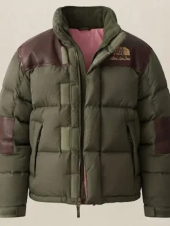 Close view of Aimé Leon Dore Fall 2026 The North Face Green Puffer Jacket