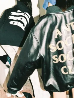 Close view of Anti Social Social Club Fall-Winter 2026 Capsule 2 Black Leather Jacket