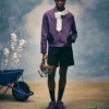 Close-view of Carnan x ASICS Path II Utility Work Purple And Black Wool Jacket
