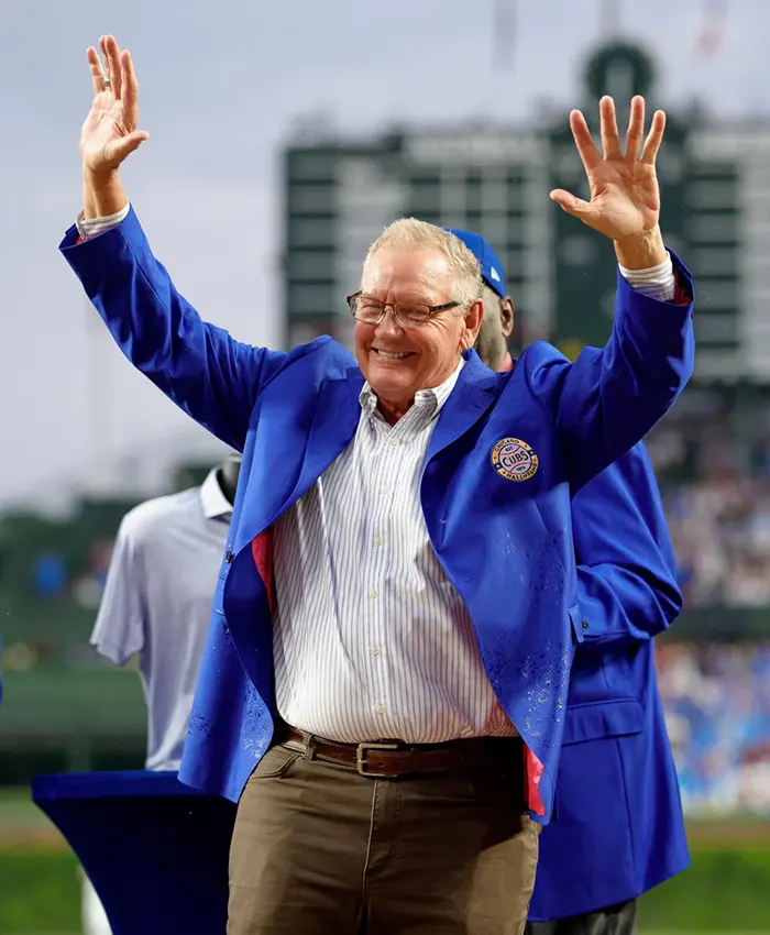 Close view of Chicago Cubs Hall Of Fame Dinner Ceremony 2026 Navy Blue Blazer Jacket
