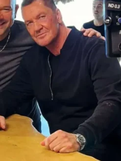 Close view of Craig Fairbrass Movie Rise of the Footsoldier Retribution 2026 Black Satin Bomber Jacket