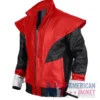 Close view of Halloween Nightcrawler Cosplay X‑Men Red And Black Biker Leather Jacket