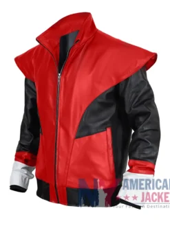 Close view of Halloween Nightcrawler Cosplay X‑Men Red And Black Biker Leather Jacket