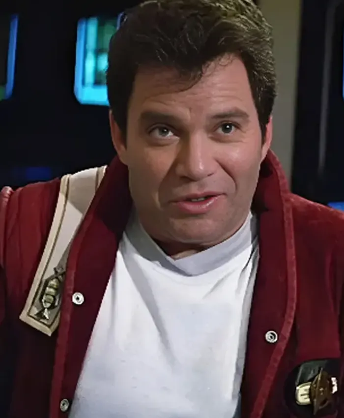 Close view of James T. Kirk Fictional Character The Final Frontier Star Trek Red Cotton Jacket