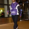 Close view of Joe Brim Dell Technologies Bag Vibrant Purple, White And Teal Windbreaker Hoodie
