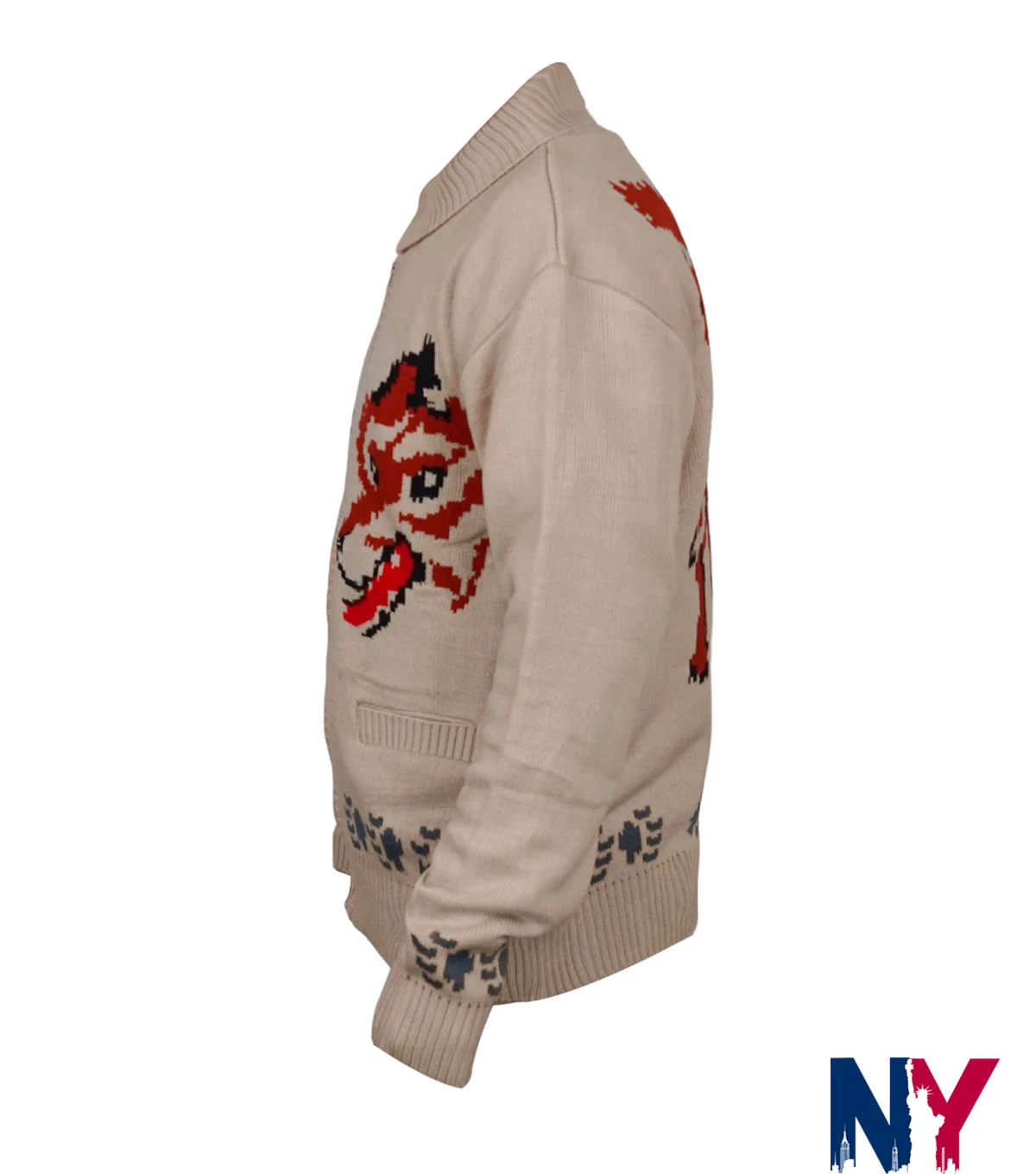 Close view of Movie Project Hail Mary 2026 Ryan Gosling Ryland Grace Cream Fox Cardigan