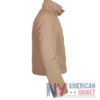 Close view of New York City SoHo 2026 Rihanna Oversized Cropped Khaki Cotton Track Jacket