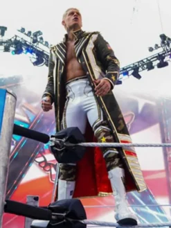 Cody Rhodes SummerSlam 2026 Leather Coat featuring lapel collar and open front design