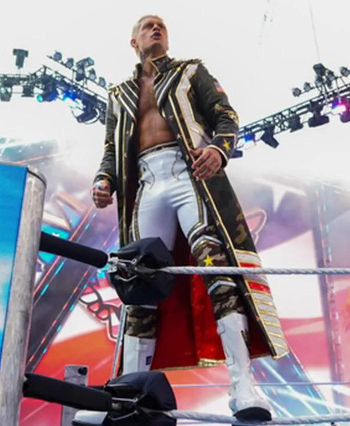Cody Rhodes SummerSlam 2026 Leather Coat featuring lapel collar and open front design