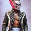 Cody Rhodes SummerSlam 2026 Minnesota Black and Gold Leather Trench Coat front view