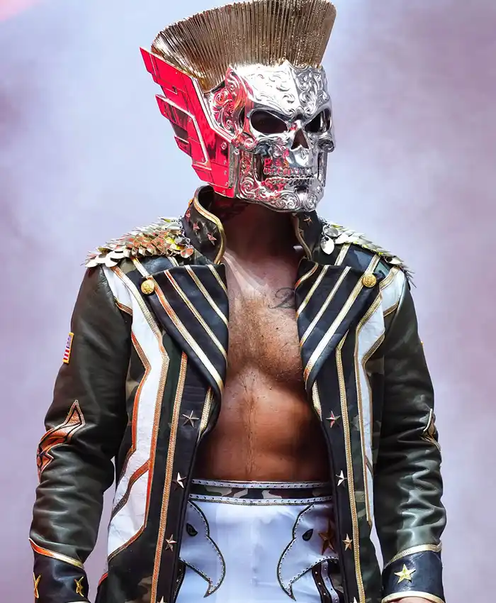 Cody Rhodes SummerSlam 2026 Minnesota Black and Gold Leather Trench Coat front view