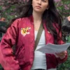 Colleen Wing Iron Fist Red Tiger Satin Bomber Jacket front view