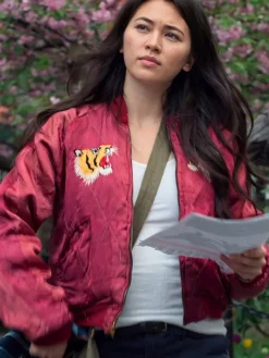 Colleen Wing Iron Fist Red Tiger Satin Bomber Jacket front view