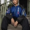 Corteiz x Grand Theft Auto VI Blue And Black Hooded Racing Zip-Up Jacket front view