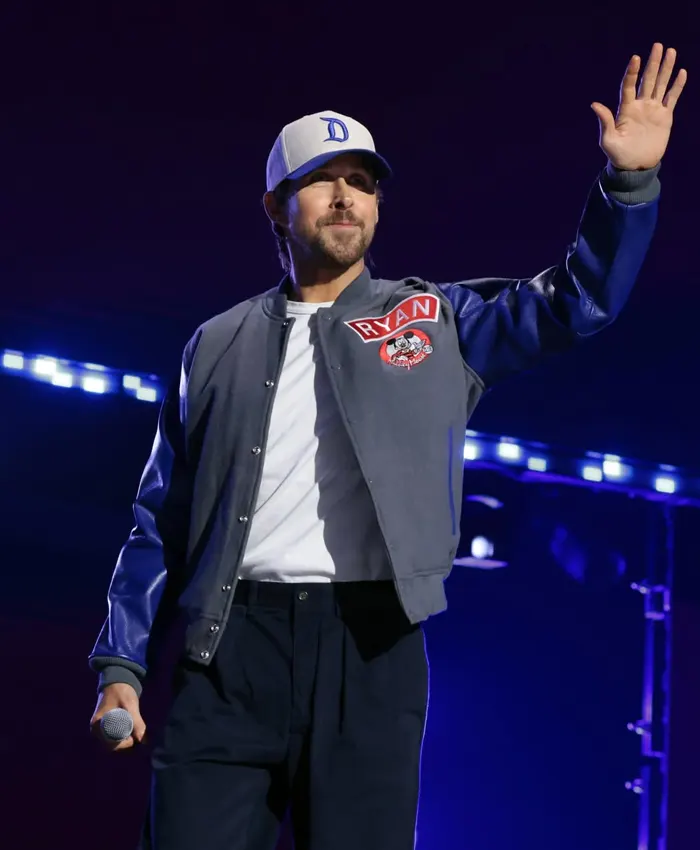 D23 Ultimate Disney Fan 2026 Ryan Gosling Mickey Mouse Varsity Jacket front view