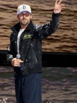 D23 Ultimate Fan Event 2026 Ryan Gosling Star Wars Starfighter Black Varsity Jacket front view