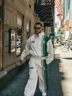 DJ Snake Algerian-Themed New York City White And Green Polyester Tracksuit front view