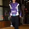 Dell Technologies Colorblocked Bag Purple, White And Teal Windbreaker Hoodie front view
