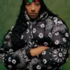 Denim Tears x André Leon Talley Fall 2026 Black Bandana Print Puffer Jacket front view