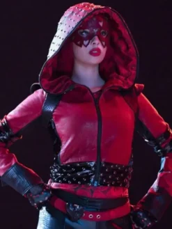 Descendants The Rise Of Red 2024 Kylie Cantrall Red And Black Studded Jacket front view
