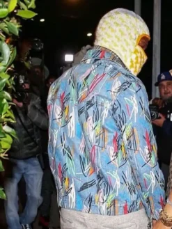 Dior Homme SS15 A$AP Rocky Denim Jacket with four pockets, full sleeves, and colorful artwork details