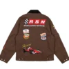 Disney And Pixar Cars Formula 1 Lightning McQueen Racing Brown Cotton Workwear Jacket back view