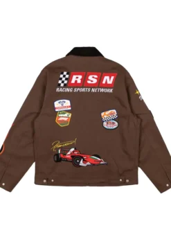 Disney And Pixar Cars Formula 1 Lightning McQueen Racing Brown Cotton Workwear Jacket back view