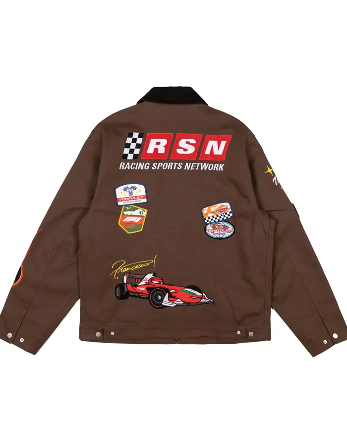 Disney And Pixar Cars Formula 1 Lightning McQueen Racing Brown Cotton Workwear Jacket back view
