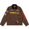 Disney And Pixar Cars Formula 1 Lightning McQueen Racing Brown Cotton Workwear Jacket front view
