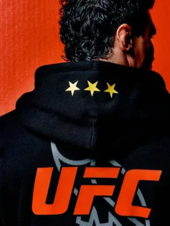 Drake's OVO x UFC 2026 Capsule Black Fleece Hooded Jacket back view