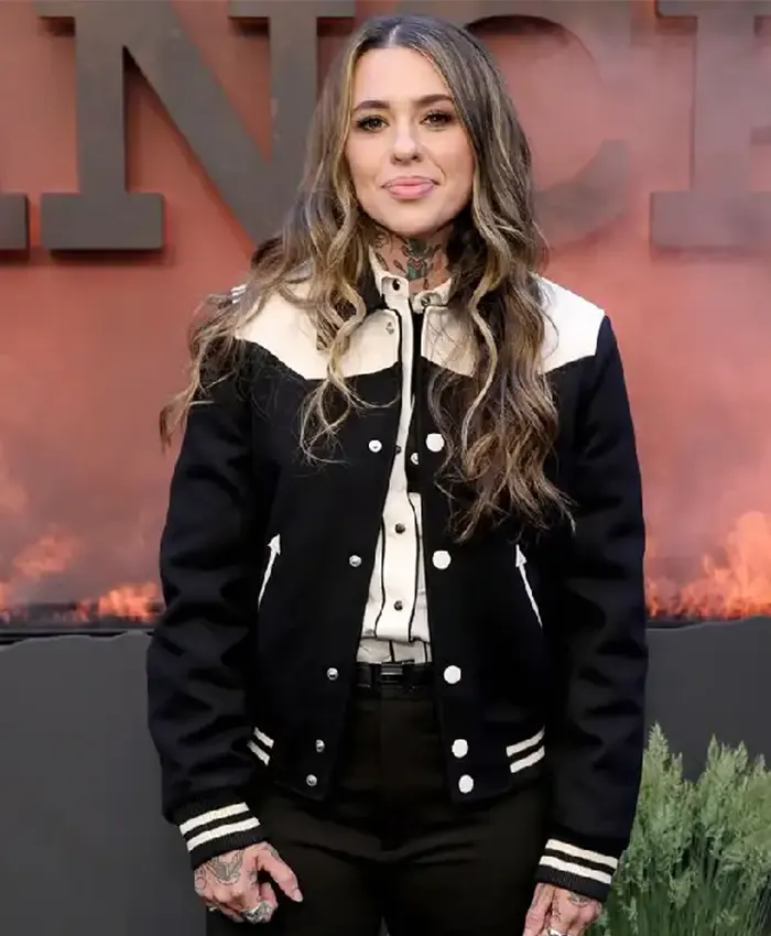 Dutton Ranch New York 2026 Premiere Morgan Wade Black Varsity Jacket view