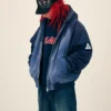 Fall 2026 Palace Skateboards Washed Zip-Up Navy Blue Cotton Hooded Jacket Front View