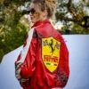 Formula 1 Ferrari Red Bomber Leather Jacket back view