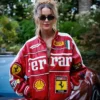 Formula 1 Ferrari Red Bomber Leather Jacket front view