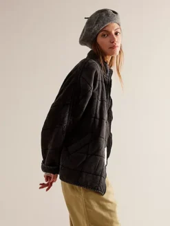 Free People Dolman Quilted Knit Black Jacket