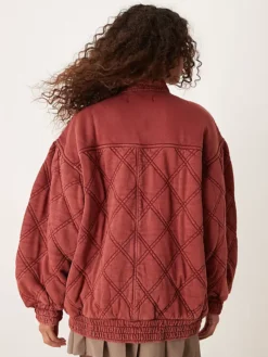 Free People Juno Quilted Burgundy Cotton Jacket