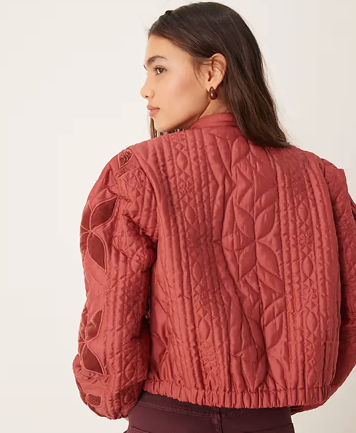 Free People Quinn Quilted Patchwork Jacket Back