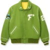 GOLF le FLEUR Tyler The Creator Sunseeker Green Wool Varsity Jacket front view