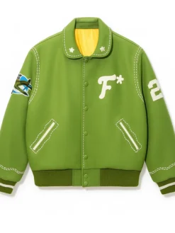 GOLF le FLEUR Tyler The Creator Sunseeker Green Wool Varsity Jacket front view