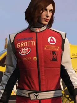 Game Grand Theft Auto V Ashley Butler Red Cotton Racing Jacket front view