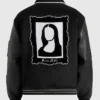 Get Now Mona Lisa Black Wool Blend Varsity Bomber Jacket back view