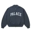 Get Now Palace Pigment College Navy Blue Fleece Bomber Jacket front view