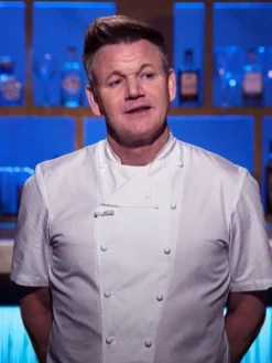 Gordon Ramsay Hell's Kitchen White Cotton Chef Coat Jacket front view