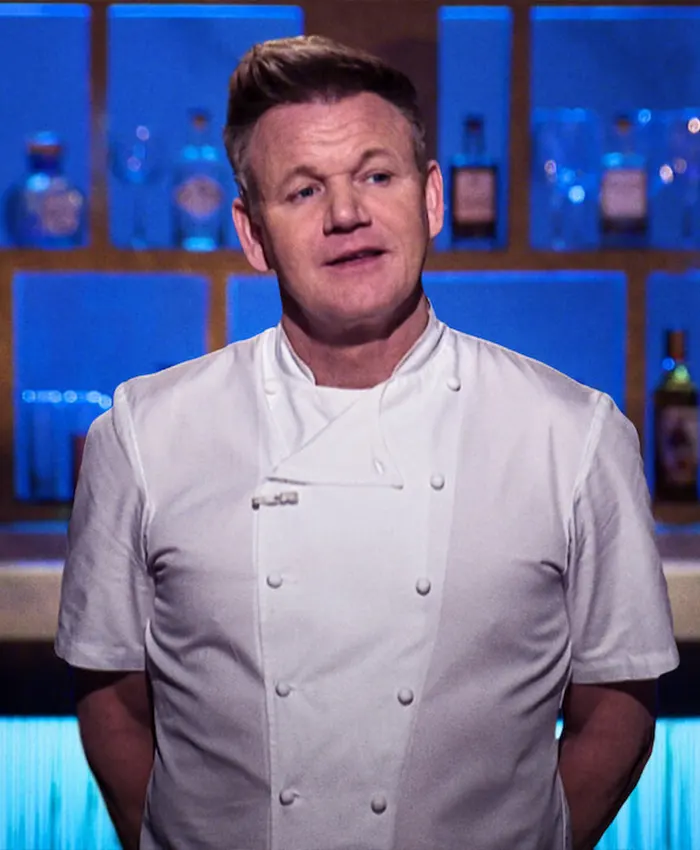 Gordon Ramsay Hell's Kitchen White Cotton Chef Coat Jacket front view