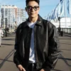 Grab Now Sydney Trip 2026 Darren Espanto Black Leather Jacket front view