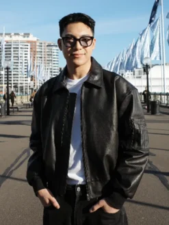 Grab Now Sydney Trip 2026 Darren Espanto Black Leather Jacket front view