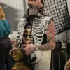 Grab WWE Monday Night RAW Dominik Mysterio White And Black Skeleton Bones Vest side view
